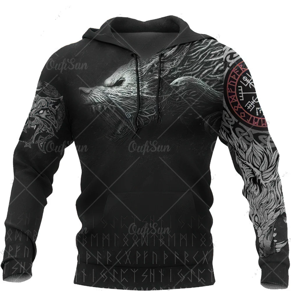 Men's Hoodie 3D Printed Pullover Oversized Spring Fall Loose Vintage