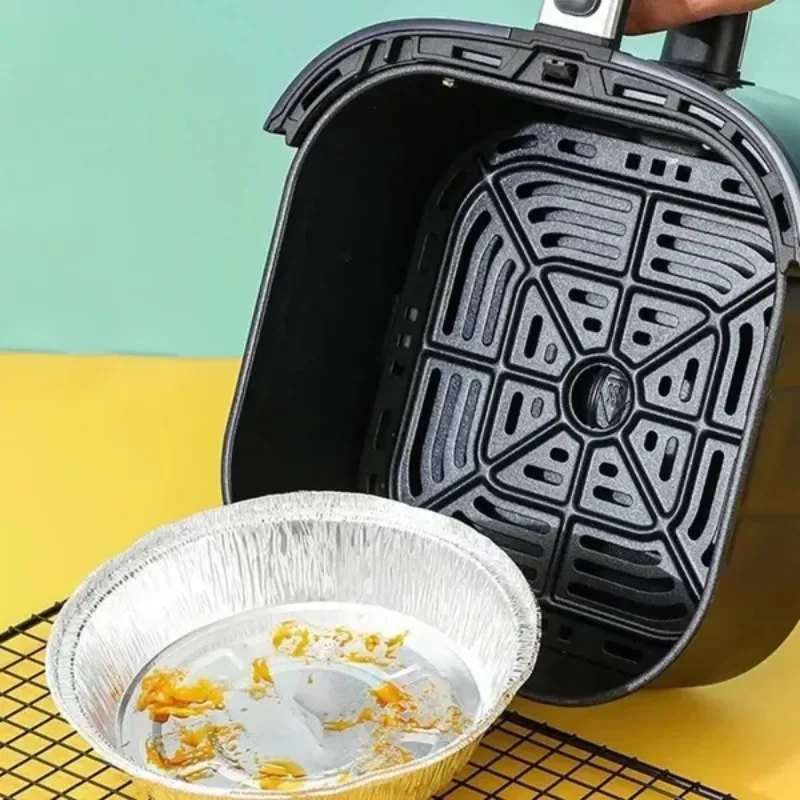 10Pcs/Set Tin Foil Tray Home Disposable Oven Barbecue Pan Pad Aluminum Foil Bowl Oil-Proof Steamer Basket Liner Baking Paper