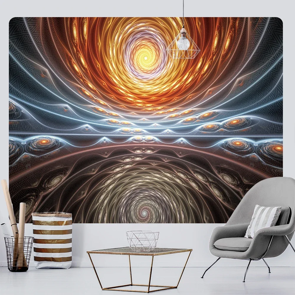 

Abstract geometric psychedelic scene large size home decor tapestry hippie boho mandala room wall decor beach towel