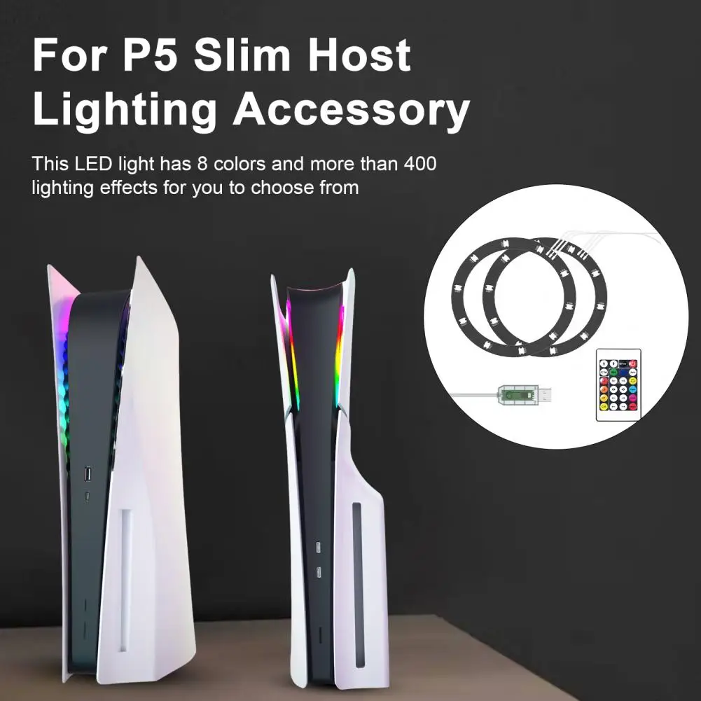RGB LED Light Strip for PS5 Slim Disc And Digital Edition 8 Colors 400 Effects Flexible Game Console Color Changing Lamp Ring 3