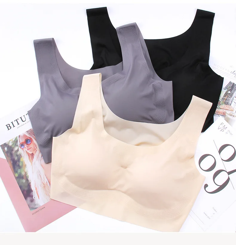 1pcs Womens Ice Silk One-piece Type Sport Bra Female Gym Workout Fitness Seamless Yoga Bra Lady Shockproof Crop Top Push Up Bras
