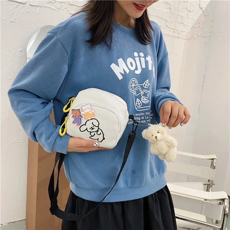 

Japanese Harajuku Cute Cartoon Canvas Bag Vintage Feeling Girl Crossbody Bag South Korean Instagram Soft Sister Small Bag