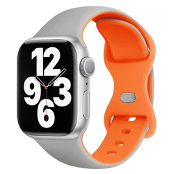 Premium Silicone Sport Strap for Smartwatch - Versatile and Durable Bracelet (Grey orange)