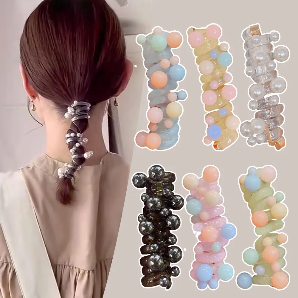 

Colorful Curly Telephone Wire Hair Loop for Childrens Cute Cartoon Hair Band Hair Accessories for Young Kids Hair Scrunchie