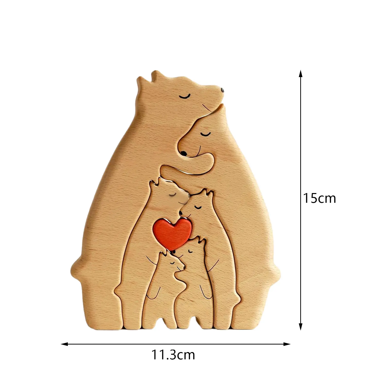 Bear Family Theme Wooden Art Puzzle - DIY Sculpture and Home Decor Gift