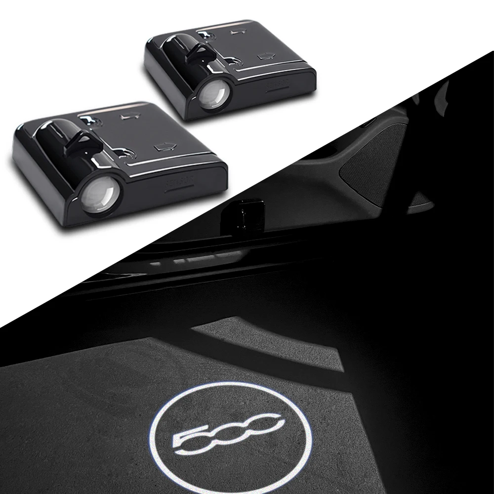 2 Pz Per Fiat 500 500C 500X 500L Abarth 695 Logo Auto Led Porta Luci Di Benvenuto Proiettore Laser