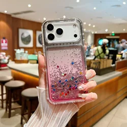 Luxury Bling Gradient Quicksand Glitter Phone Case - iPhone 15 (Black - Pink)