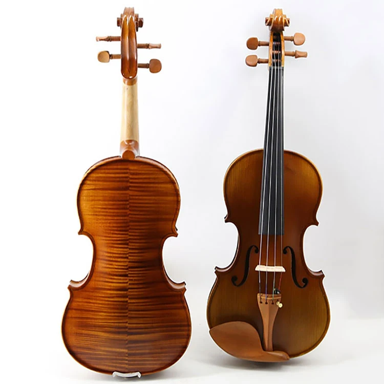 

matte Full Size 4/4 maple Acoustic Violin beginner student Violino craft stripes Brazilwood Bow Musical Instruments With Case