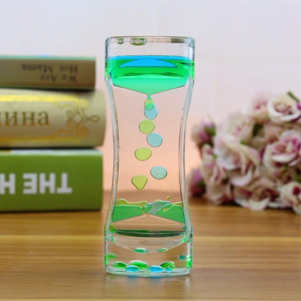 50ML Liquid Motion Bubbler Oil Bubble Timer Hourglass Fidget Sensory Toys for Kids & Adults Office Home Desktop Decor