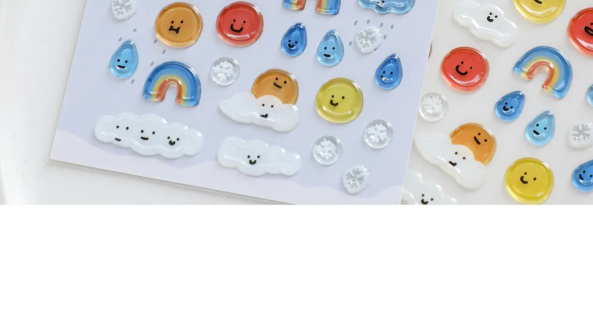 Koreanischer Import BONITO Kreatives Wetter-Symbol Regenbogen-Gelee PVC-Aufkleber Scrapbooking DIY Journal Schreibwaren Aufkleber Geschenk B6139 – Detail 15