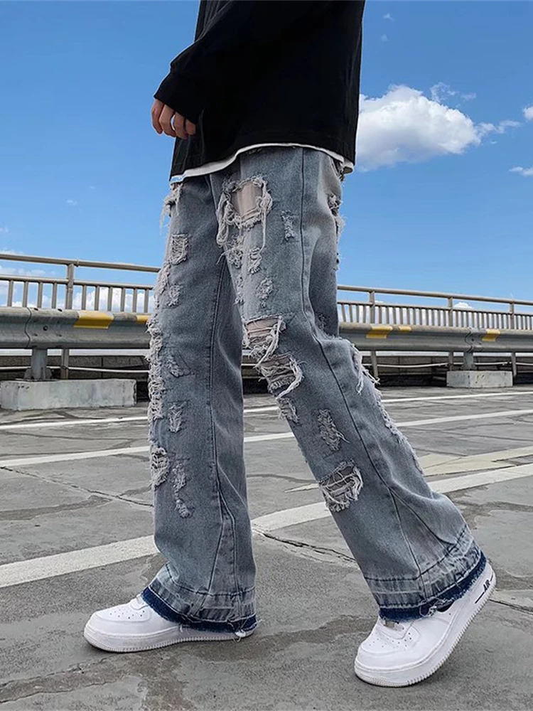 saferido Purple Wide Jeans for Men Ins Fashion Hip Hop Denim Trousers Vintage Casual Pants Streetwear Oversized Bottoms Male Y2K Clothes