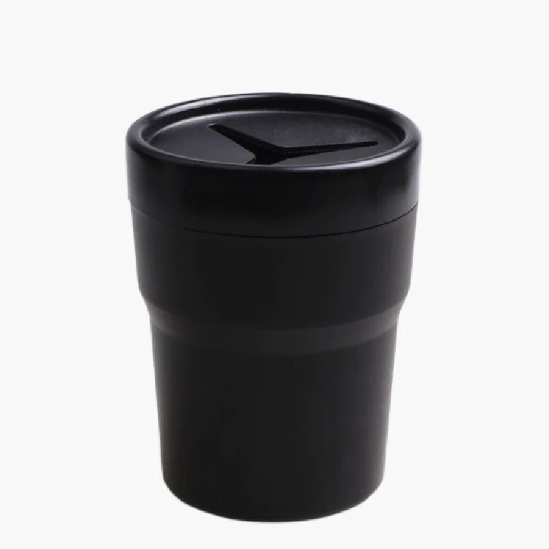 Multifunctional Car Mini Trash Bin Cup Holder Car Trash Can Auto Holder Cap Mounts Black Plastic Interior Accessories