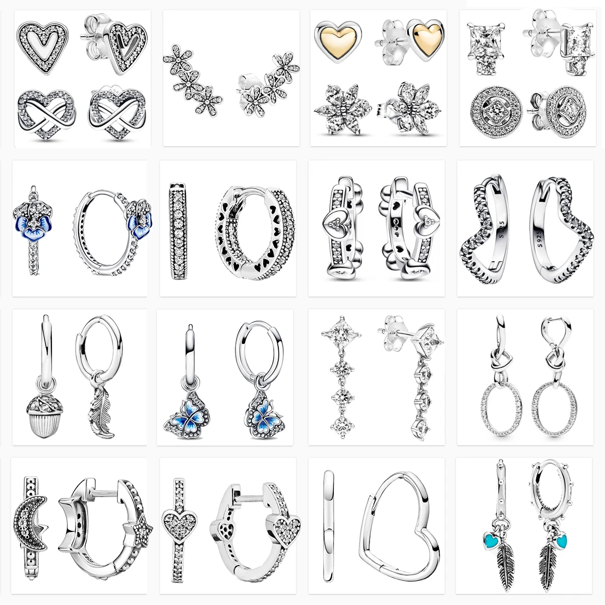 BluePansyFlowerHoopEarringsforwomensilver925BrandSpringNew