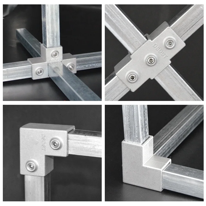 OD 25x25mm Square Tube  Connection Piece  Aluminum Alloy Elbow Three-way Square Pipe Fixed Joint Storage Rack Rack