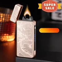 Gold Extra Large Arc Ciga Lighter USB Charging Lighter Plasma Cigar Lighter Windproof Flame Electronic Lighter 1