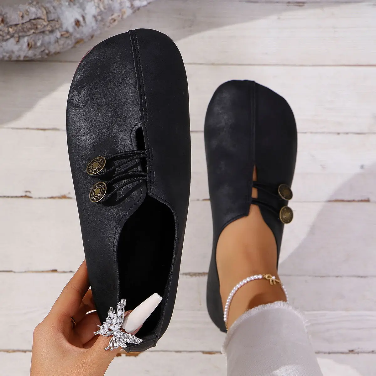 Women Flats Shoes 2024 New Spring Autumn Casual Comfortable Boat Shoes Loafers Round Toe Ballet Outdoor Soft Bottom Flat Shoes 4