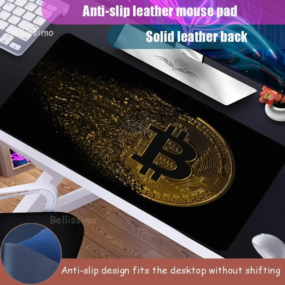 

Laptops B_bitcoin Mouse Pad Pu Leather Desk Rug Gamer Mousepad Art Desk Mat Large Creative Mouse Pad PC Desk Mats Design