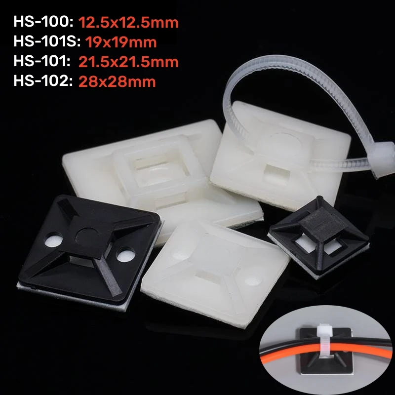 Description Picture 3 of item30/50pcs HS Self Adhesive Cable Tie Bases Mount Strong Glue Wire Wall Holder Car Fixing Seat Clips Suction Position Sucker