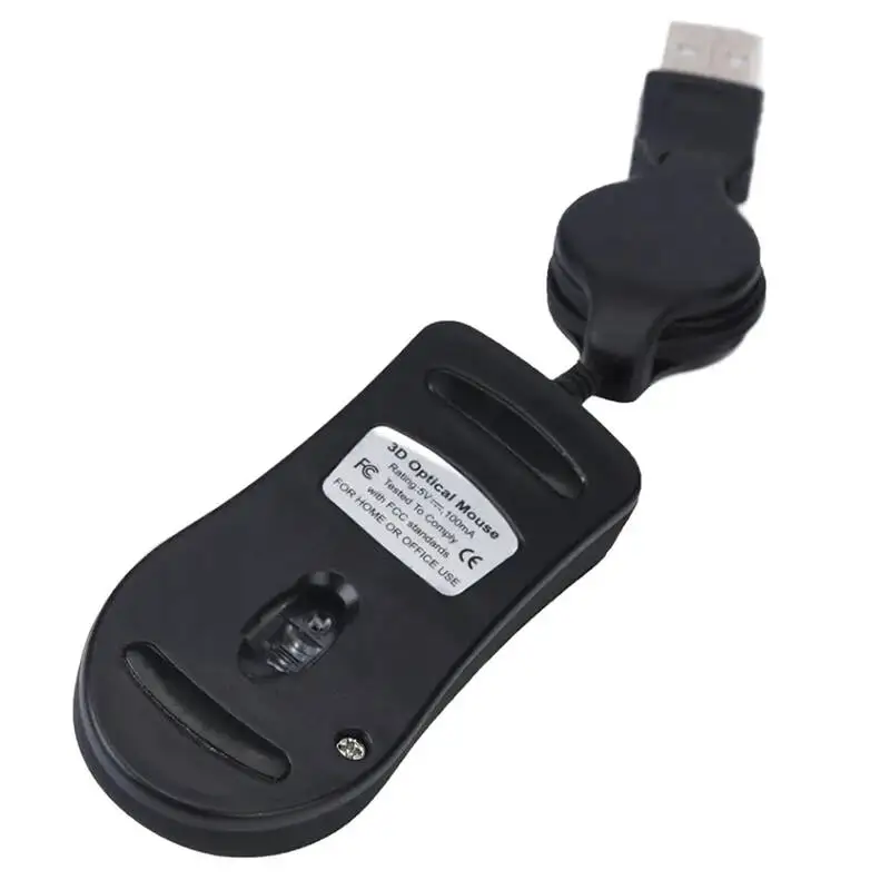 미니 포켓 개폐식 USB 유선 마우스 광학 인체공학적 컴퓨터 게임용 마우스(스크롤 기능 포함) 노트북 PC용 사무실 여행용 마우스