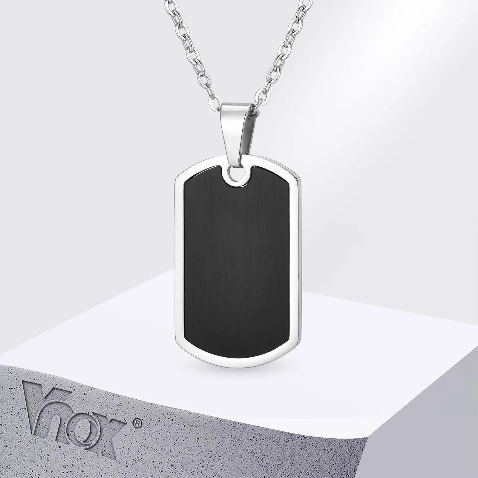 Vnox Dog Tag Militär-Anhänger-Halskette für Männer und Jungen, wasserdichtes O-Kettenhalsband aus Edelstahl, 19,7 x 33,5 mm, lässiger Schmuck, Geschenke