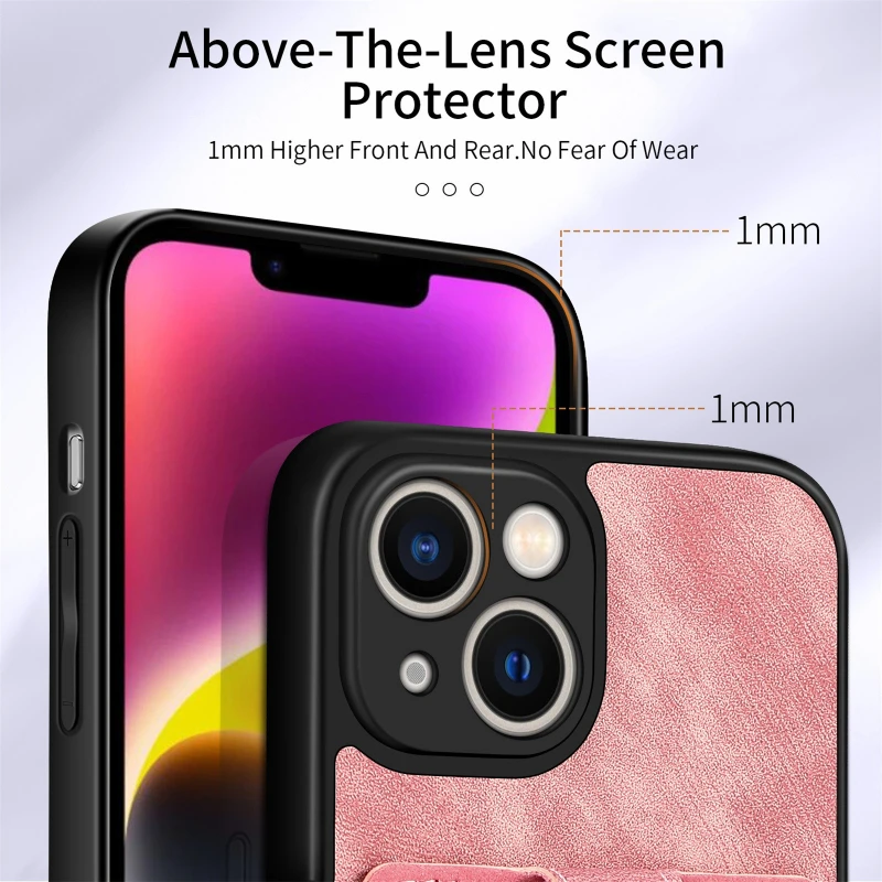 Versatile 360° Rotation Ring Kickstand Leather Wallet Card Holder with Magnetic Car Mount Compatibility