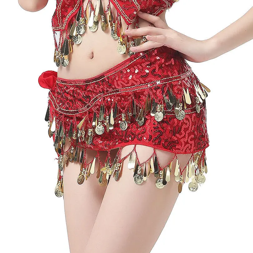 New Belly Dance Waist Chain Wavy Sequins Tassel Silver Dancing Skirt Versatile Sexy Skirts Fashion Summer Women Clothes