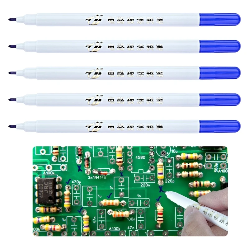 금속 CeramicElectrician 페인트 펜에 대 한 5 Pcs 회로 기판 낙서 펜 물 기반 마커 펜 임시 마킹 펜 F19E
