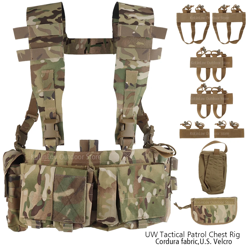 

UW Tactical Chest Rig Military Hunting Vest Patrol Bag With 8Pcs Internal Functional Extension Storage for Radio Magazine Pouch
