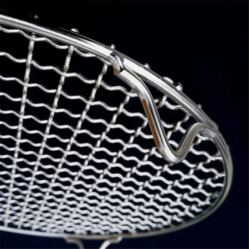 304 Stainless Steel Round Grill Net with Foot Barbecue BBQ Meshes Cooling Rack Steam Baking Rack Camping Outdoor Mesh Wire Net