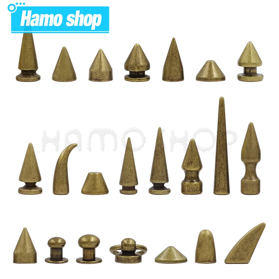 Gold Bullet Rivets For Clothes Thorns Patch To Shoes Punk Garment Leather  Craft Studs and Spikes With Screws Multiple Size