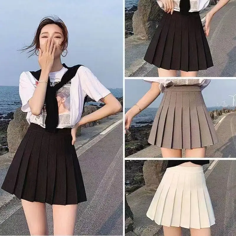 

Pleated Skirt Women High Waist Sexy Mini Skirts Tennis Skirt Girl Dance Skirt Kawaii Casual Korean White Black Skirt Faldas Jupe