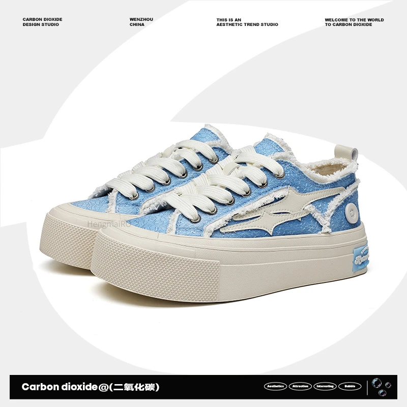 

Women Shoes Men Retro Y2K Broken Stars Hip-Hop Punk Canvas Skateboard Shoes Fashion Sneakers Couple Outdoor Sports Casual Shoes