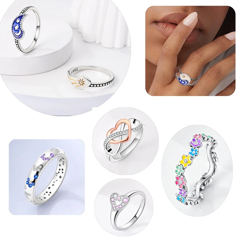 Nuovo Adatto Per Le Donne Pandora Heart Ring 925 Sterling Silver Fit Wedding Engagement Anniversary Party Crystal Ring Jewelry Gift