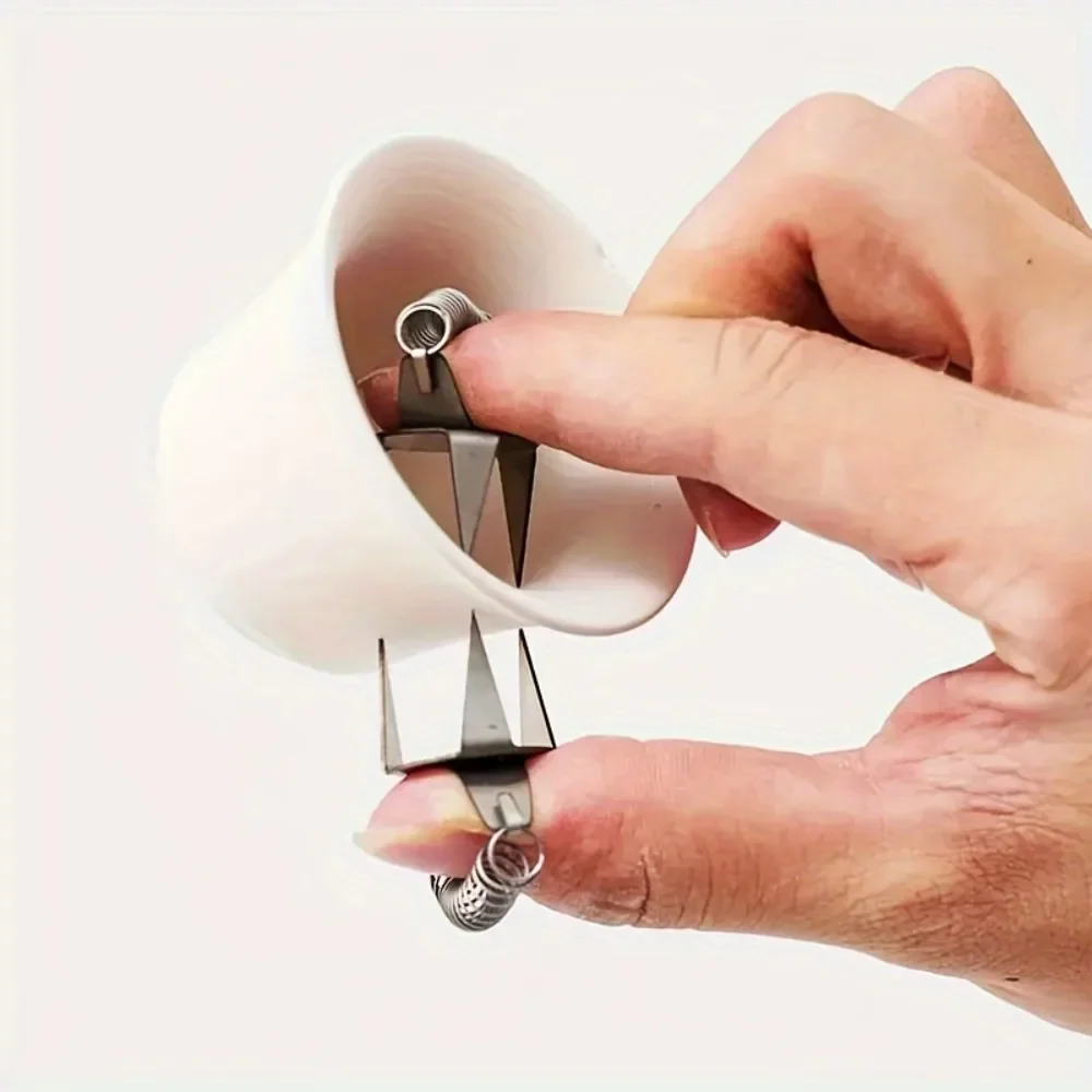 Pottery Glaze Tools Fingertip Dip Glaze Clip 2PCS DIY Stainless Steel Clip Tea Cup Small Ceramic Coloring and Glazing Tool