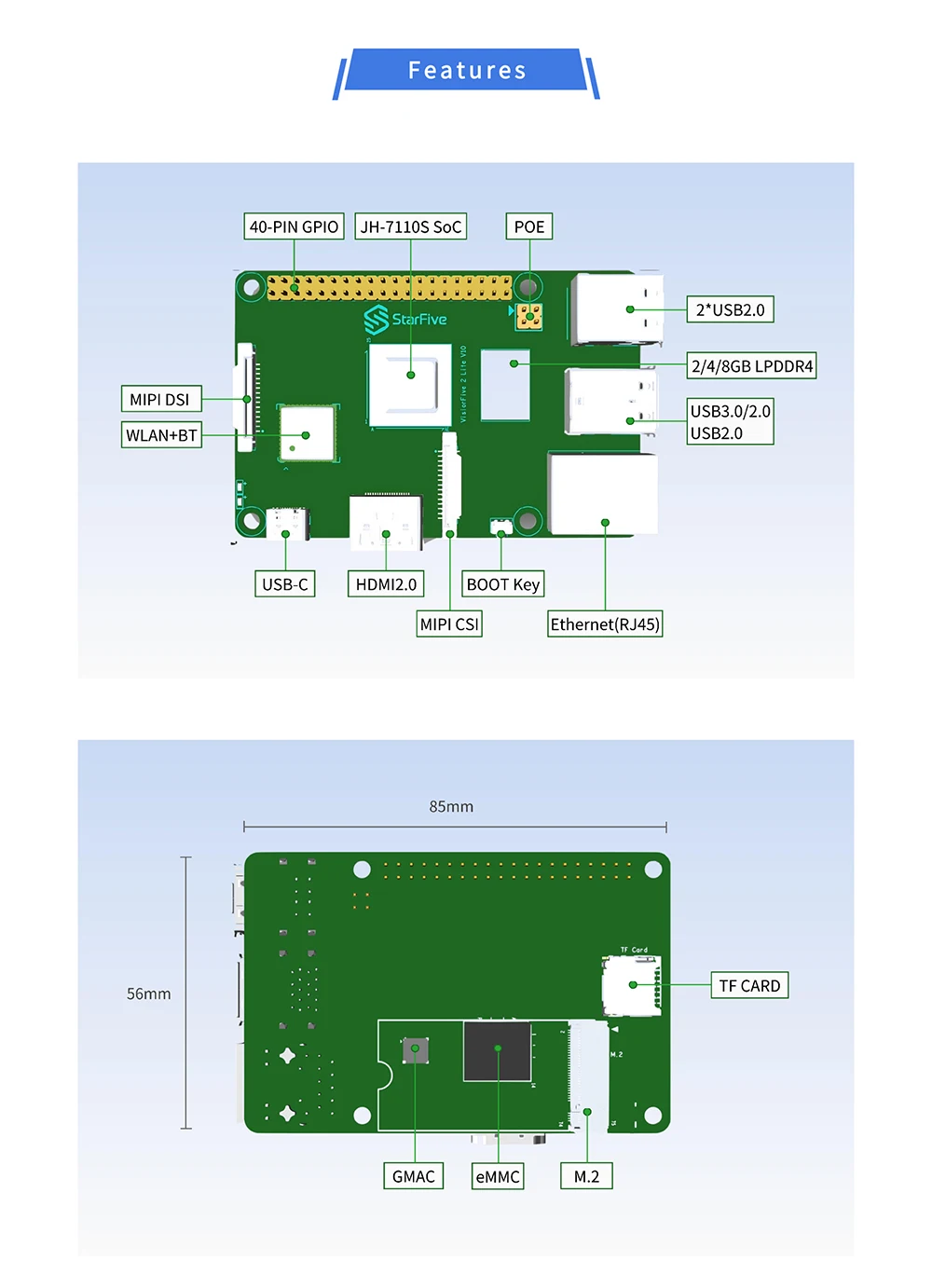 StarFive VisionFive 2 Lite RISC-V JH7110S SOC Single Board Computer AIoT Smart H