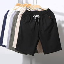 

2022Summer New Cotton Linen Shorts Men's Fashion Korean Style Loose Cotton Bermuda Shorts5Knee-Length Shorts