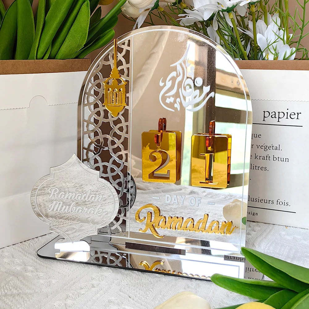 

1set Ramadan Mubarak Countdown Calendar Acrylic Calendar with Replacing Number Ramadan Gifts Eid Mubarak Home Decorations