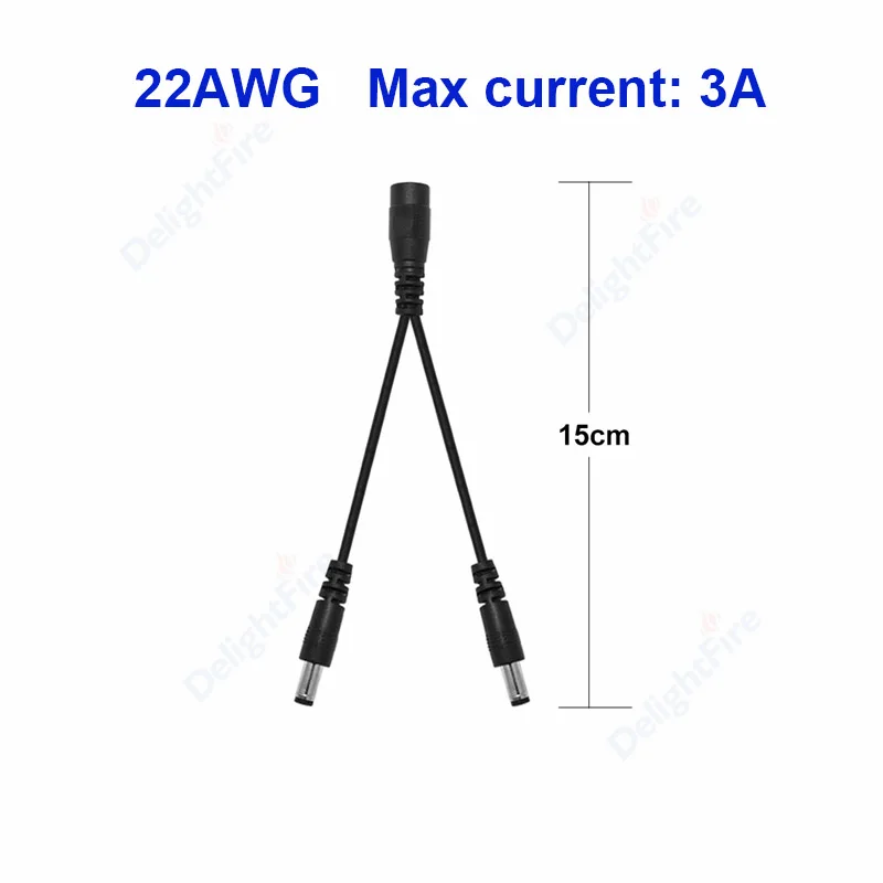 thumbnail image 1 of Cable divisor de corriente CC de 5,5 mm y 2,1 mm, conector de 1 a 2/3/4/5/6/8 vías, adaptador de corriente de 5 V, 12 V y 24 V, conector de cable para tiras LED, cámara CCTV, 1 of 5