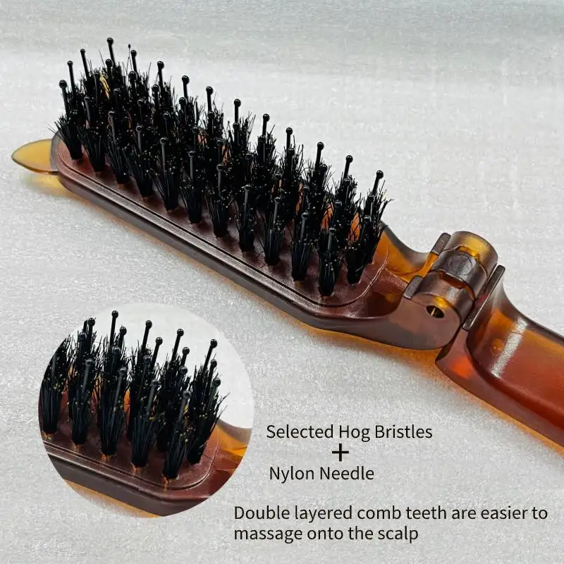 Hair Wax Stick For Wig Hog Bristles Folding Hair Comb Wax Stick Gel Cream Style For Men Women Brush