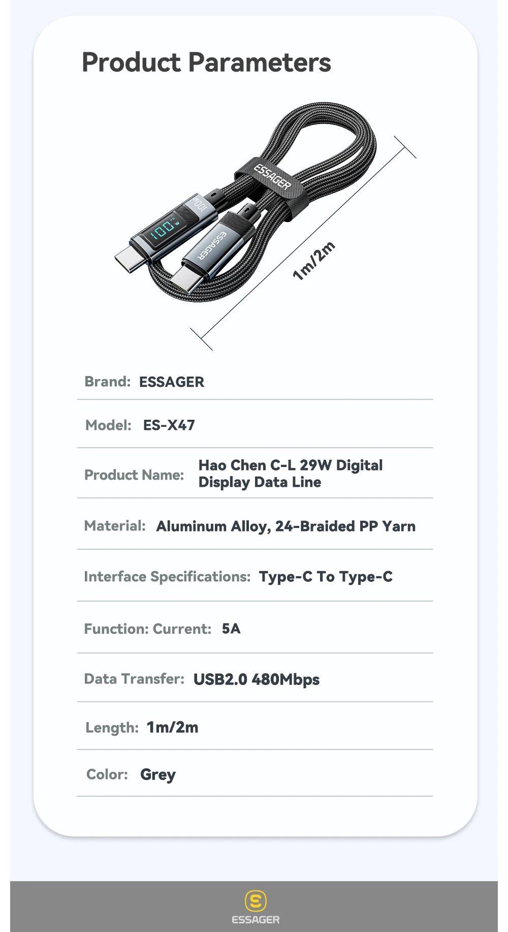 100W USB Type C Cable 90 ° LED Digital Display Cable 5A PD Fast Charging For iPh