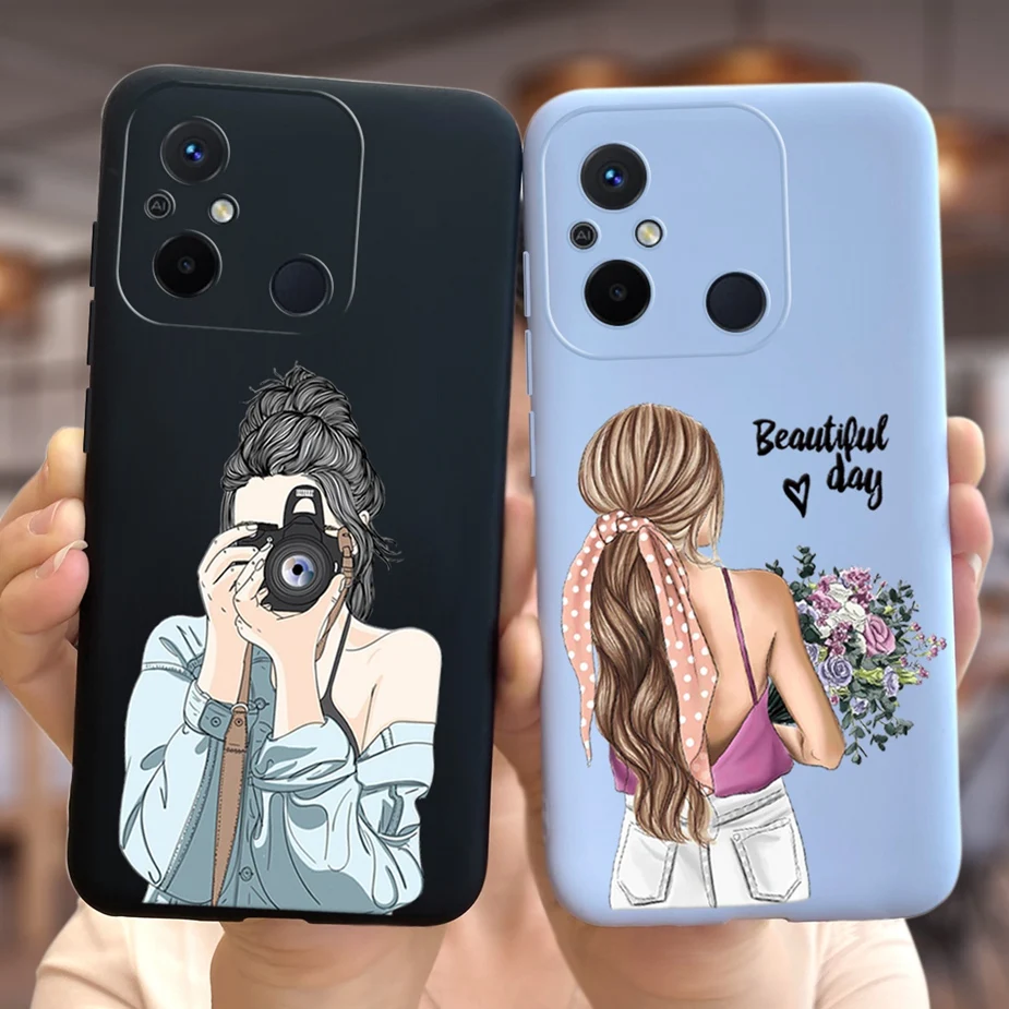 MIKULLE Cover in Silicone per Xiaomi Redmi 12C / Redmi 11A 4G con 2 Pellicola Vetro Temperato, Custodia Morbido Silicone Ultra Sottile Liquida TPU Antiurto AntiGraffio Case - Blu