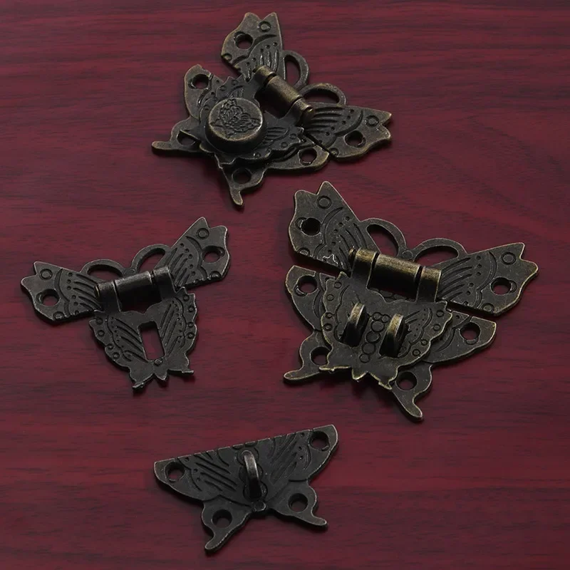 Jewelry Box Hasp 2pcs Vintage Butterfly Lock Antique Bronze Latch Upscale Jewelry Wooden Box Cabinet Lock Case Decorative Hardware Accessory