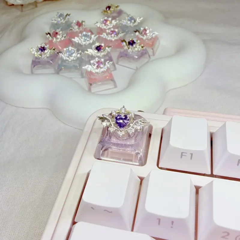 Diamond Heart Keycaps - Cute Customized Collectible Keyboard Accessories