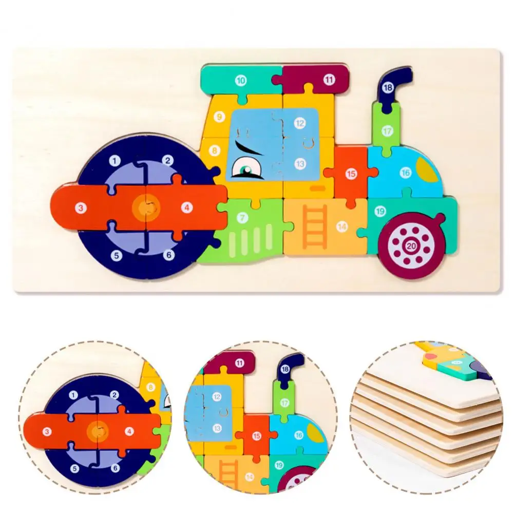 

Ages 1-5 Wooden Puzzle 3d Vehicle Wooden Puzzle for Early Learning Enhance Hand-eye Coordination Creativity for Toddlers