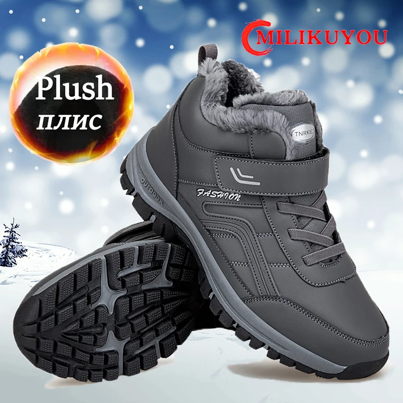 Boots Men's Women Slip On Winter Shoes For Men Waterproof Ankle Boots Winter Male Snow Botines Black Botas Femininas
