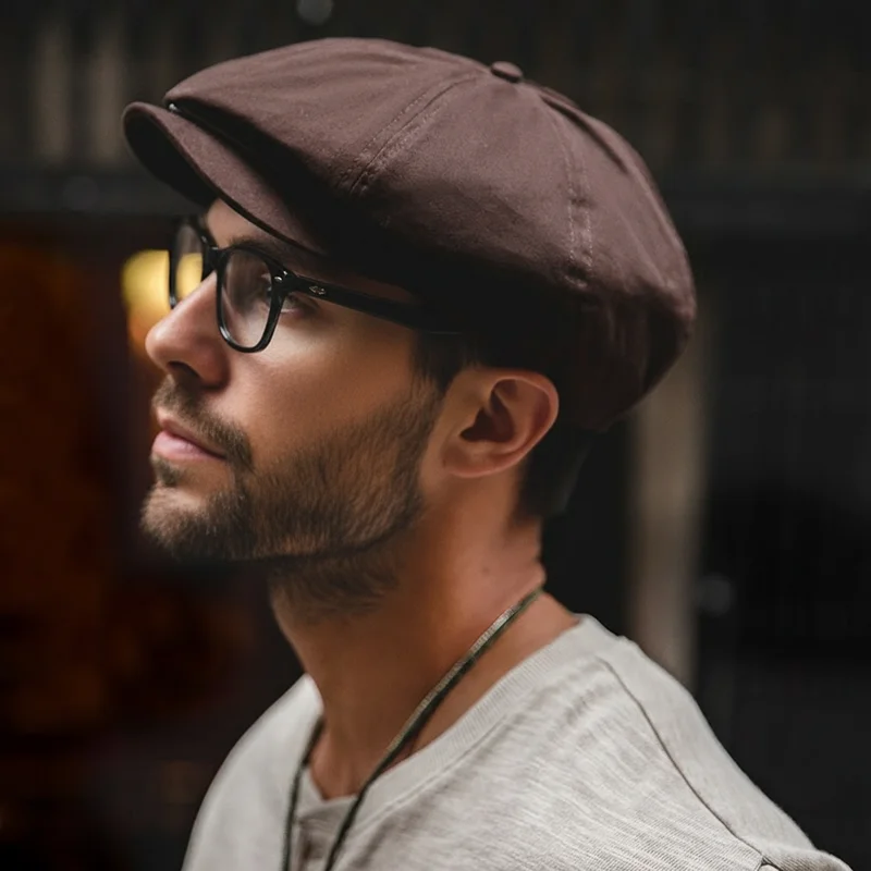 Béret Homme Vintage - Style Peintre / Cabbie - Octogonal - Taille Unique - Neuf Avec étiquettes