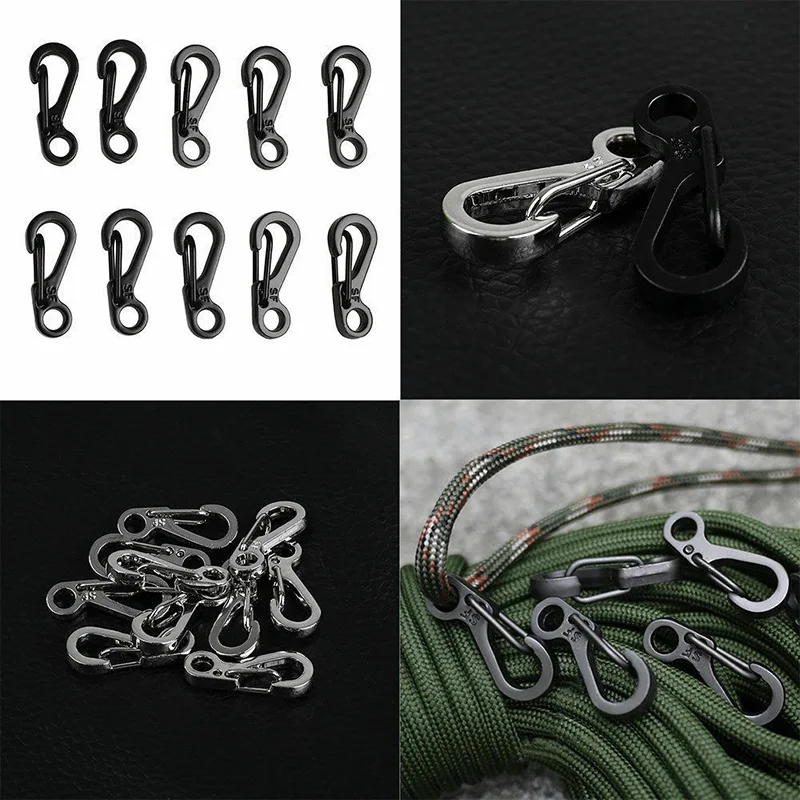 

Stainless Steel Carabiner Key chain Buckle Traveling Lightweight 10Pcs Set Spring Hook Camping Outdoor Practical