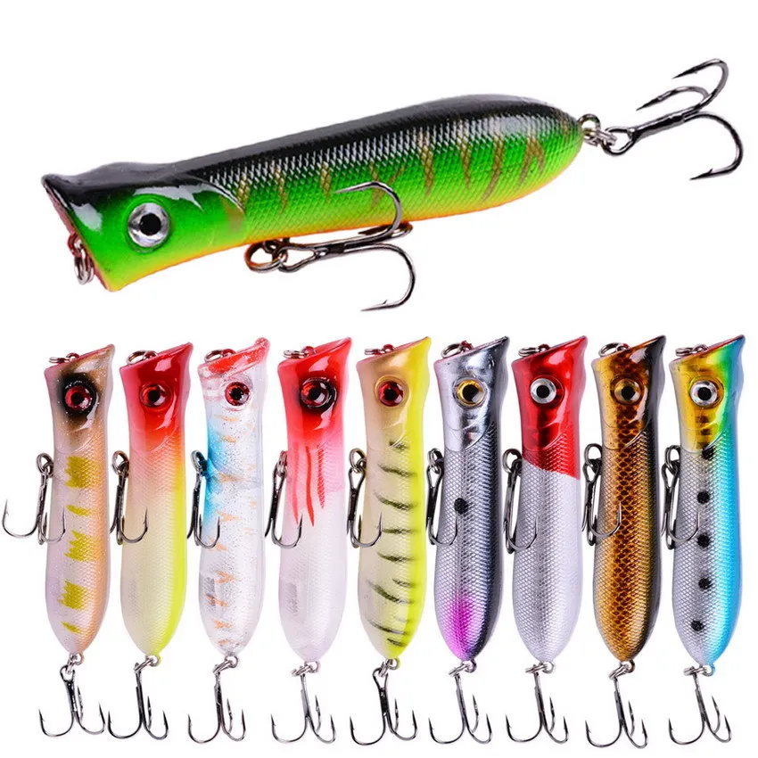 

1pc Popper fishing bait Swing 3D eye 8cm 11.4g on water hard Iscas artificial plastic bait curved bait fish carp fishing