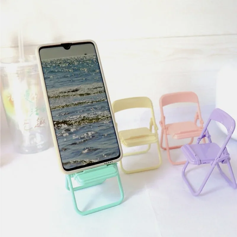 

Мини-держатель для телефона, игрушка для IPhone 13, 12 Pro Max, Xiaomi 11, Портативная подставка для стула, складное настольное украшение, стул, детские игрушки