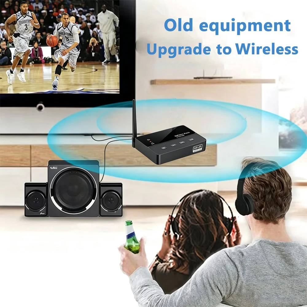 KEBIDU Bluetooth 6.0 송신기 수신기 낮은 대기 시간 무선 오디오 어댑터 3.5mm AUX RCA HIFI TV 스피커 용 무손실 사운드 Bluetooth 6.0 Transmitter Recei
